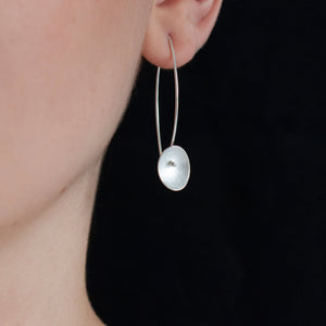 GCE11 Silver seed long drop earrings