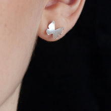 Load image into Gallery viewer, GCE32 Silver butterfly stud earrings