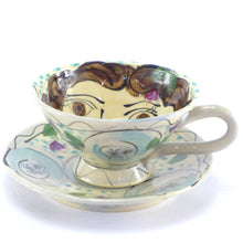 Load image into Gallery viewer, Pale aqua cup and saucer