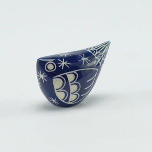 Ceramic small bird dark blue