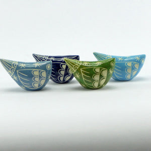 Ceramic small bird dark blue