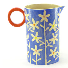 Load image into Gallery viewer, Blue large oval daisy jug