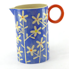 Load image into Gallery viewer, Blue large oval daisy jug