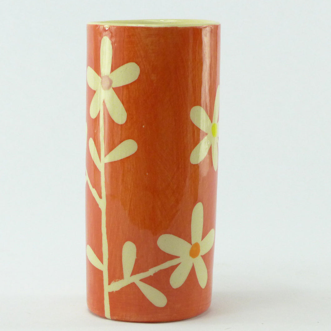 Red daisy small cylinder vase